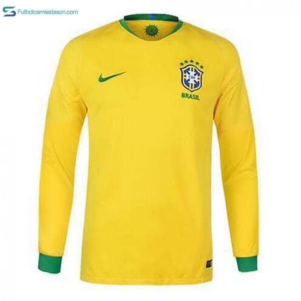 Camiseta Brasil 1ª ML 2018 Amarillo